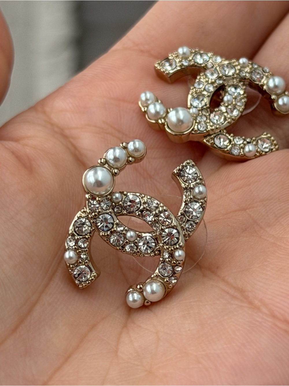 Chanel CC Crystal & Pearl Earrings – New Without Box